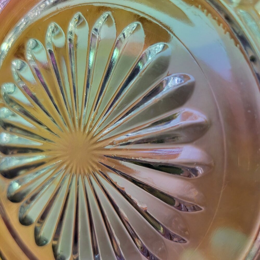 Vintage Federal Glass Stunning Clear Iridescent Petal Bowl 8.5" - Picture 10 of 16